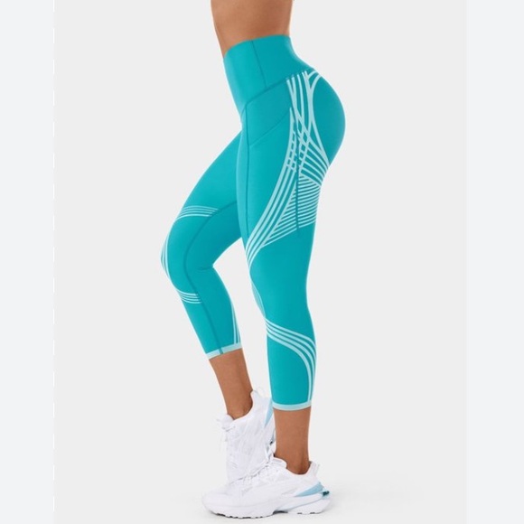 Fanka Body Sculpt Side Pocket 7/8 Leggings in Hawaii Blue/Wave Small - Picture 1 of 11